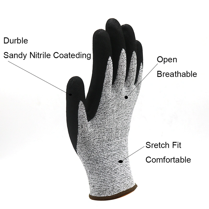Oilfield China Nitrile Coated Cut Resistance Work Gloves Construction