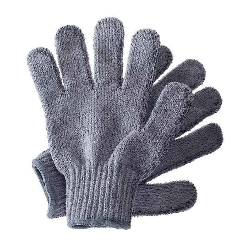 Charcoal Bamboo Shower Body Scrubber Glove Natural Fiber Carbonized Bamboo Bath Exfoliating Gloves