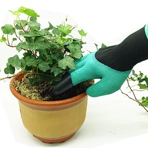 Breathable Foam Protective diggging planting Genie Gloves with 3 plastic Claws