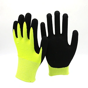 HY En388 4544 High Cut Risk Applications Glove Premium Quality Sandy Nitrile Scrub Cut Resistant Work Glove