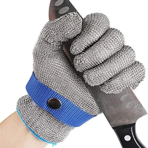 HY RTS A9 Cut Level 316L Stainless Steel Wire Knit Butcher Slaughter Work Gloves for Meat Cutting Fishing