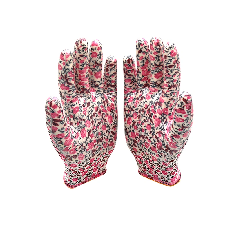 13 g polyester nylon seamless knit Nitrile plam coated safety working gardening top fit gloves