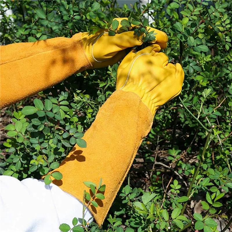 Men Women Long Forearm Gardening Gauntlet Rose Flower Pruning Protection Anti Cut Proof Hand Work Driving Leather Garden Gloves