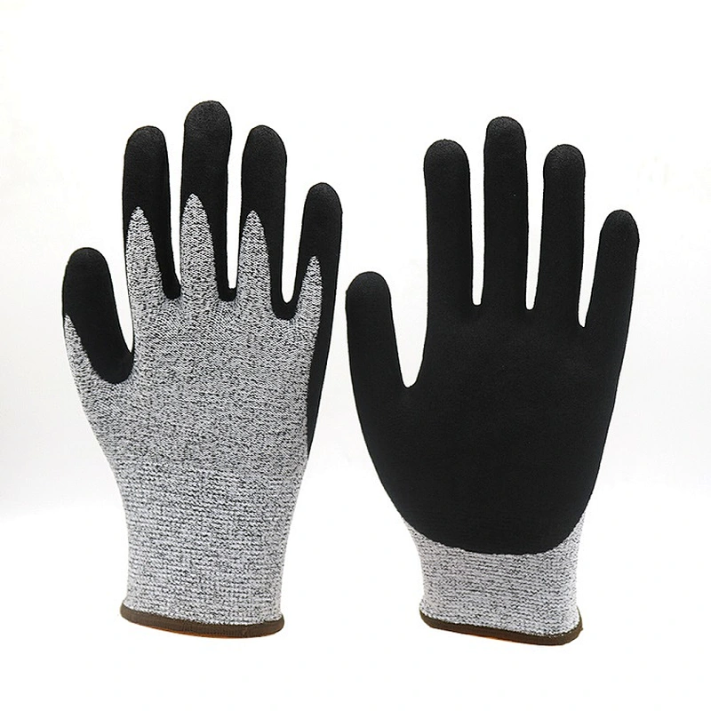 ANSI Level 5 HPPE Seamless Shell Cut Gloves Blade Cut Resistance Gloves Durable Nitrile Grip Antideslizante Anti-cut Gloves