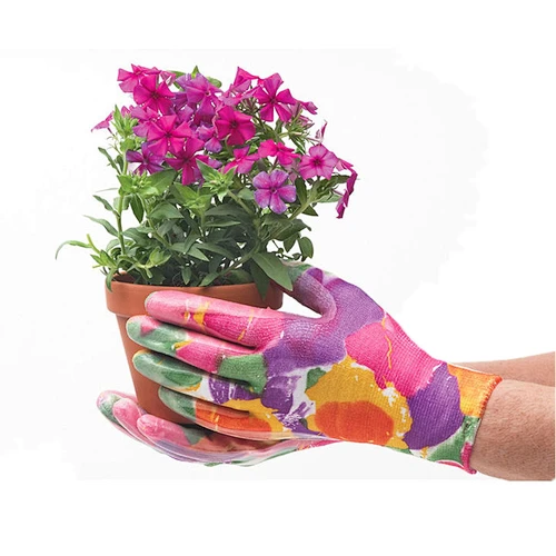Women Lady Flower Printed Floral Nitrile Coated Gloves Garden Glove