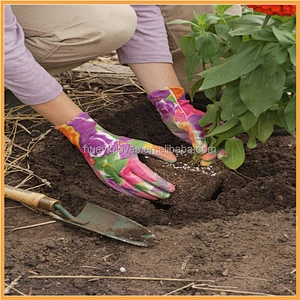Women Lady Flower Printed Floral Nitrile Coated Gloves Garden Glove