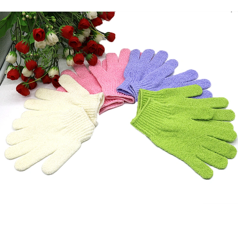 Custom Logo Cotton Shower Gloves, Nylon Exfoliating Bamboo Charcoal Cleaning Bath Glove