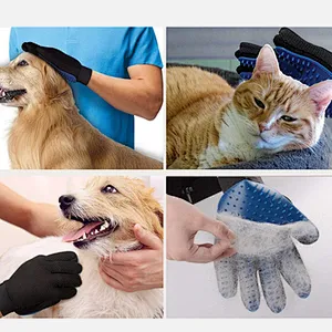 HY pet massage gloves with Enhanced Five Finger Design Guanti Da Animale Cat Glove Brush adjustable wrist strap