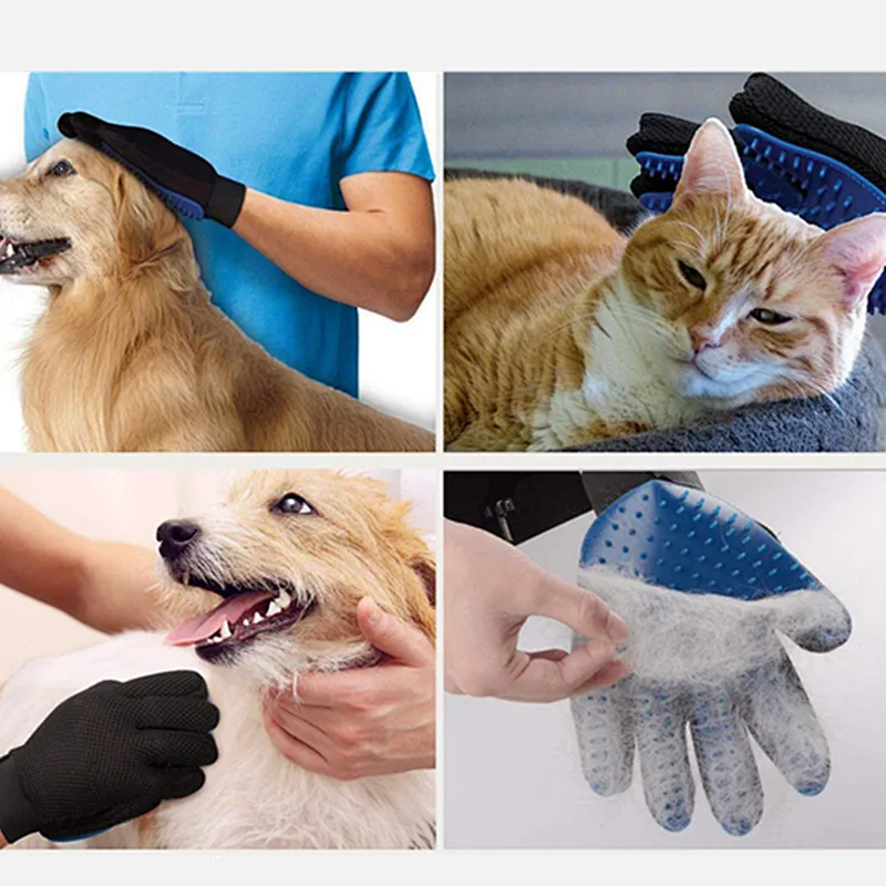 HY pet massage gloves with Enhanced Five Finger Design Guanti Da Animale Cat Glove Brush adjustable wrist strap