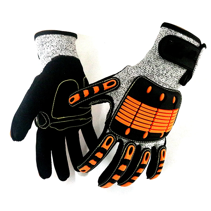 Impact Heavy Duty Sandy Nitrile Grip Cut Resistant Work Gloves Utility TPR Anti Vibration Safety Gloves For Oilfield Gas