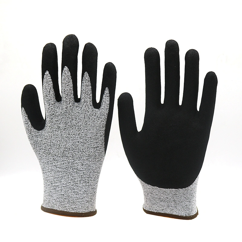 Sandy Nitrile Coated Anti Cut Heavy Metal Manufacturing Work Gloves Abrasion Resistant Handing Glass Hand Protection Gloves