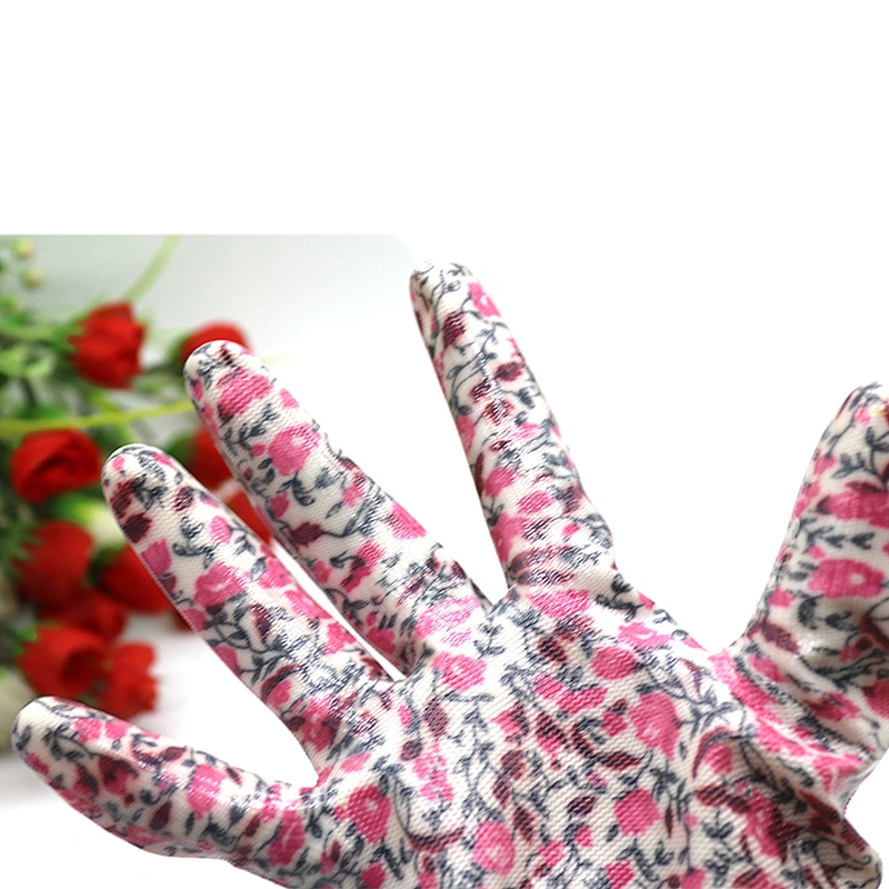 13 g polyester nylon seamless knit Nitrile plam coated safety working gardening top fit gloves