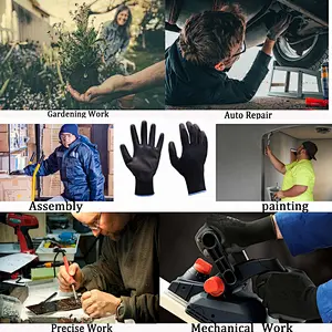 Durable Polyurethane PU Coated Work Gloves Texture Grip and Comfort Stretch Fit Safety Washable Men's Blake XL Work gloves