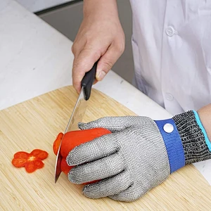 HY RTS A9 Cut Level 316L Stainless Steel Wire Knit Butcher Slaughter Work Gloves for Meat Cutting Fishing