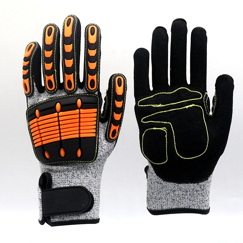 Impact Heavy Duty Sandy Nitrile Grip Cut Resistant Work Gloves Utility TPR Anti Vibration Safety Gloves For Oilfield Gas