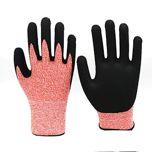 CE Level 5 Anti cut Gloves Cut Resistant Gloves Sandy Nitrile Coated Gloves for Glass Woking