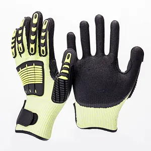 HPPE Sandy Nitrile Coated Oilfield Cut Resistant Anti Vireration Shock TPR Impact Gloves Mechanic Glove