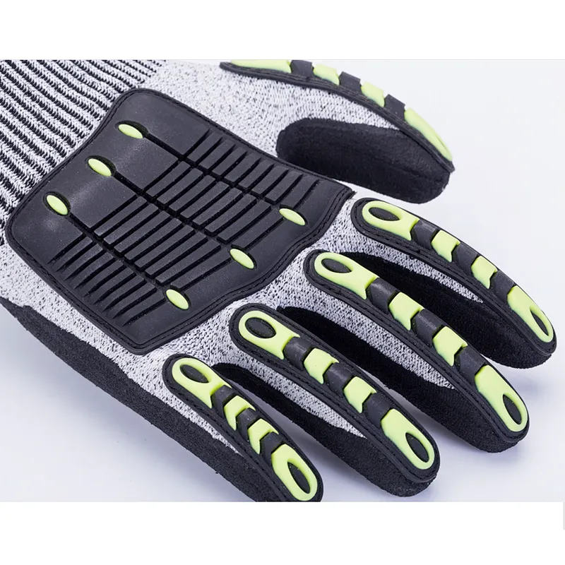 HPPE Sandy Nitrile Coated Oilfield Cut Resistant Anti Vireration Shock TPR Impact Gloves Mechanic Glove