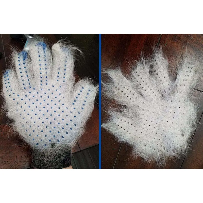 Pet Gentle Deshedding Brush Gloves Efficient Cat Hair Remover Mitts Dog Grooming Cleaning Glove With Enhanced Five Finger Design