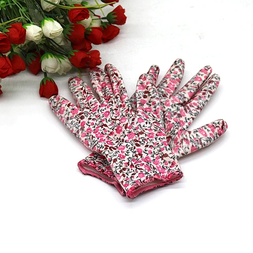 13 g polyester nylon seamless knit Nitrile plam coated safety working gardening top fit gloves