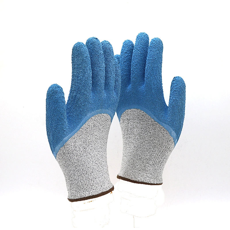 Waterproof 3/4 Latex Coated Cut Level 5 Gloves Puncture Resistant Anti Cutting Safety Work Gloves For Fishing Construction