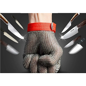 Level 5 Five Fingers Anti Cutting Butcher Stainless Steel Mesh Gloves for Slaughter Glass Processing Logging Worker