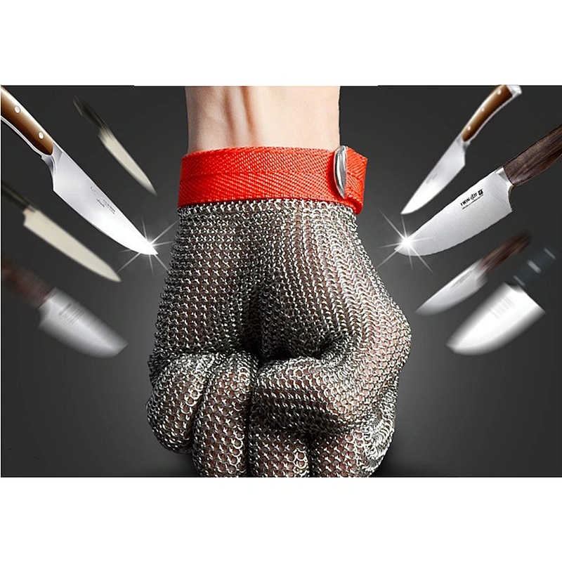 Level 5 Five Fingers Anti Cutting Butcher Stainless Steel Mesh Gloves for Slaughter Glass Processing Logging Worker