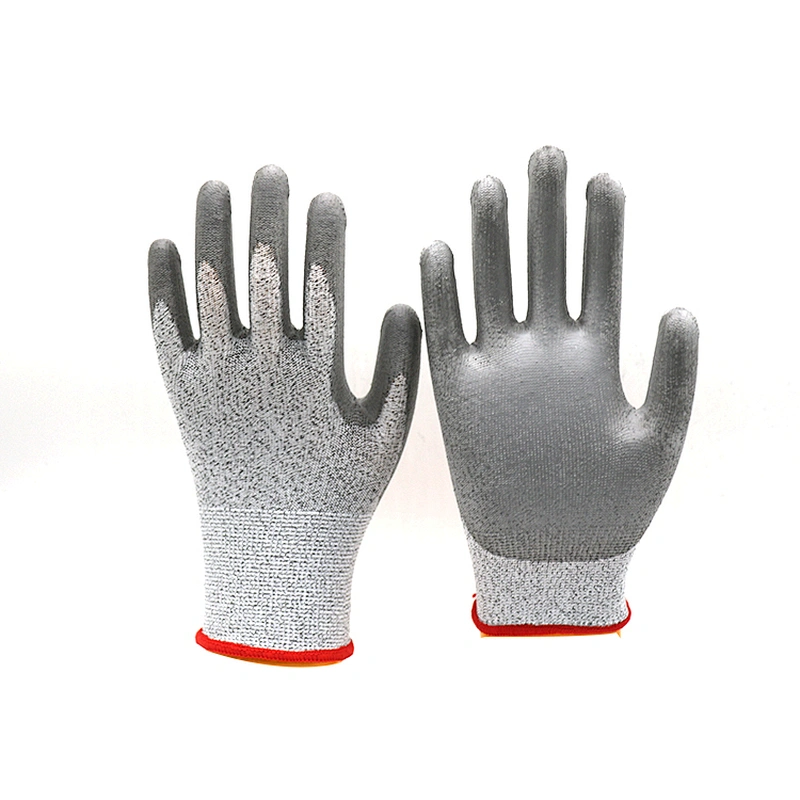 Seamless Knitted Nitrile Coated PU Cut Resistant Hand Safety Gloves For Industry Work