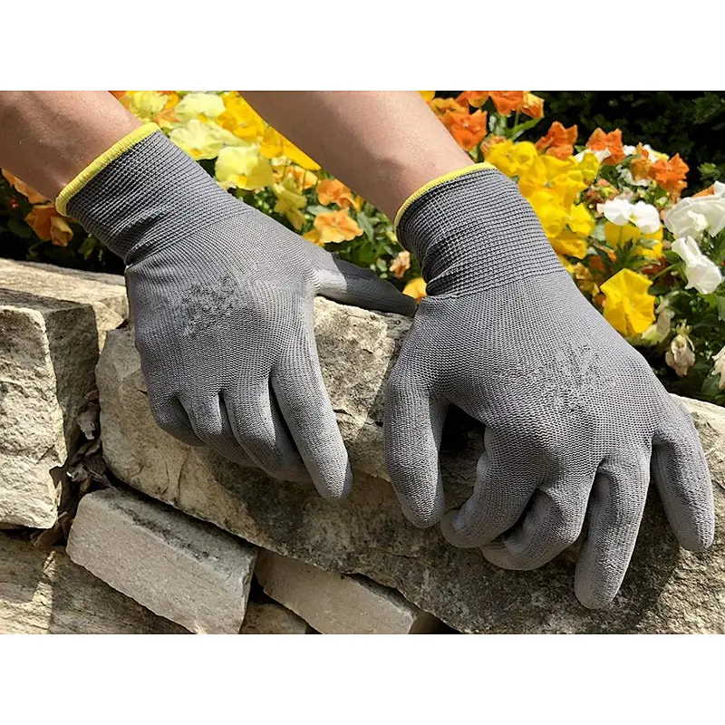 13 Gauge Stretch Filament Yarn PU Coated Gloves Smooth Grip Hand Gloves Ultra Thin PU Gloves For Oily Material Handling