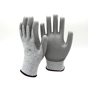 Level 5 Cut Resistant Gloves PPE Workwear Factory Grey PU Coated Non Cut Gloves to Work with Sheet Metal