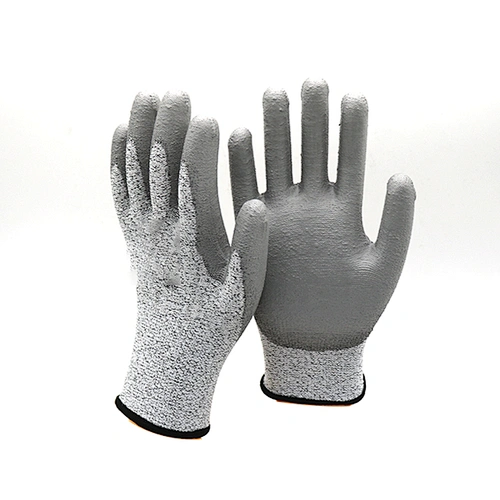 Level 5 Cut Resistant Gloves PPE Workwear Factory Grey PU Coated Non Cut Gloves to Work with Sheet Metal