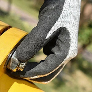 Level 5 Anti Cutting Abrasion Resistant Sandy Nitrile Coated Cut Gloves With Enhanced Grip For Steel Metal Construction Work