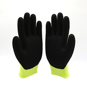 Yellow U2 Cut Resistant Gloves Super-Sandy Nitrile Coated On Palm Level 5 Abrasion Anti Cut Gloves For Machine Operation