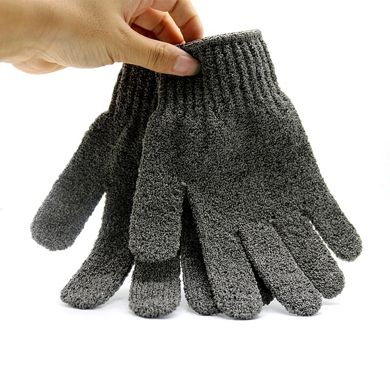 Natural Bamboo Charcoal Fiber Dual Texture Deep Cleaning Shower Bath Gloves Exfoliating Body Scrubber Massage Mitts