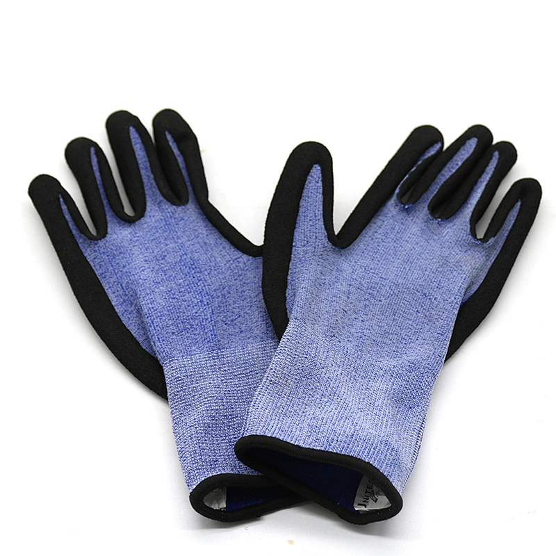 Sandy Nitrile Coated Cut Resistant Gloves Level 5 Anti Cut Gloves for Construction Industry