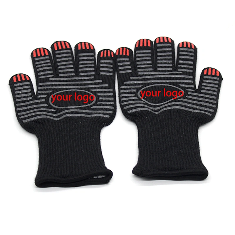 932F BBQ Silicone Heat Aid Gloves Fire Resistant Gloves Barbecue Oven Grilling Handschuh OEM For Hand Protection