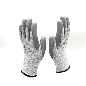 Level 5 Cut Resistant Gloves PPE Workwear Factory Grey PU Coated Non Cut Gloves to Work with Sheet Metal