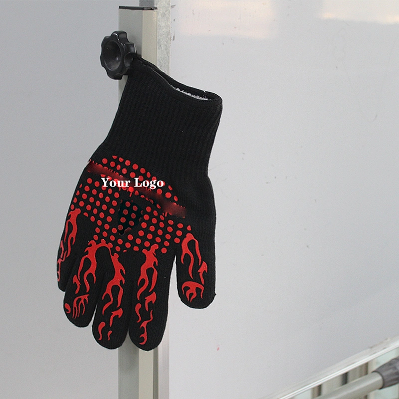 14 inch Professional Heat Resistant Oven BBQ Gloves with Silicone Grip for Food