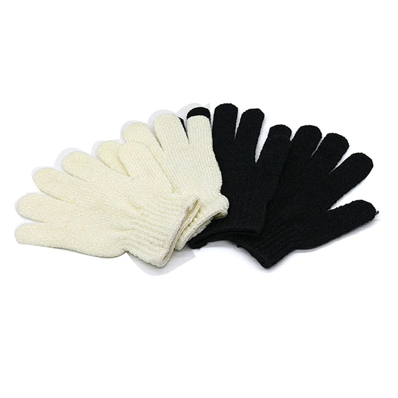 Custom Logo Cotton Shower Gloves, Nylon Exfoliating Bamboo Charcoal Cleaning Bath Glove