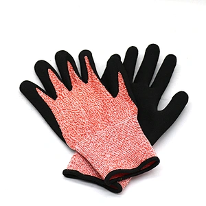 CE Level 5 Anti cut Gloves Cut Resistant Gloves Sandy Nitrile Coated Gloves for Glass Woking