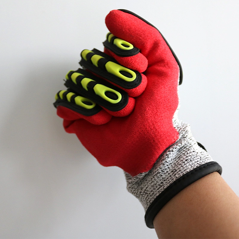TPR Oilfield Safety Work Construction Industrial Protective Mechanical Glove Anti Cut Resistant Impact Mechanic Gloves
