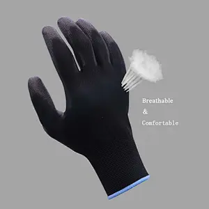 Durable Polyurethane PU Coated Work Gloves Texture Grip and Comfort Stretch Fit Safety Washable Men's Blake XL Work gloves
