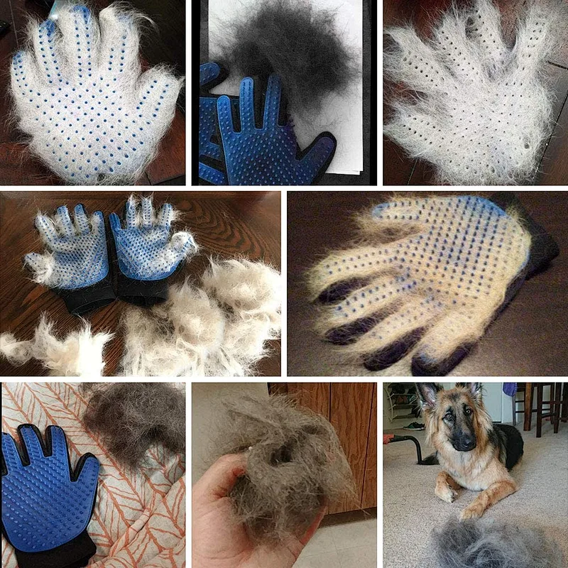 Pet Grooming And Cleaning Gloves Gift Set Premium Animals Deshedding Gloves Pet Hair Remover Mitts For Dogs Cats Rabbits Horses