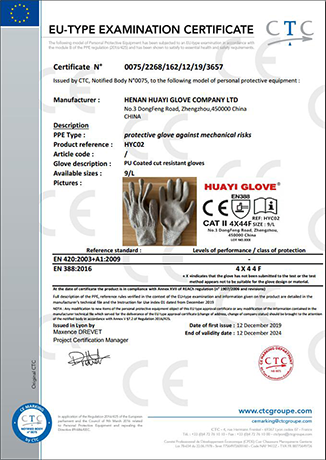 Pu Cut resistant gloves