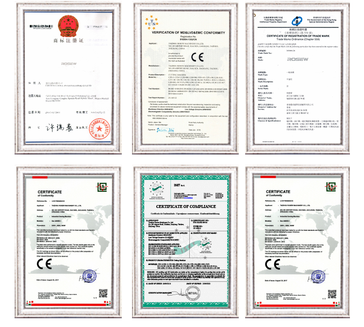 Taizhou Rosew Machinery Co., Ltd. Sewing machine certificate
