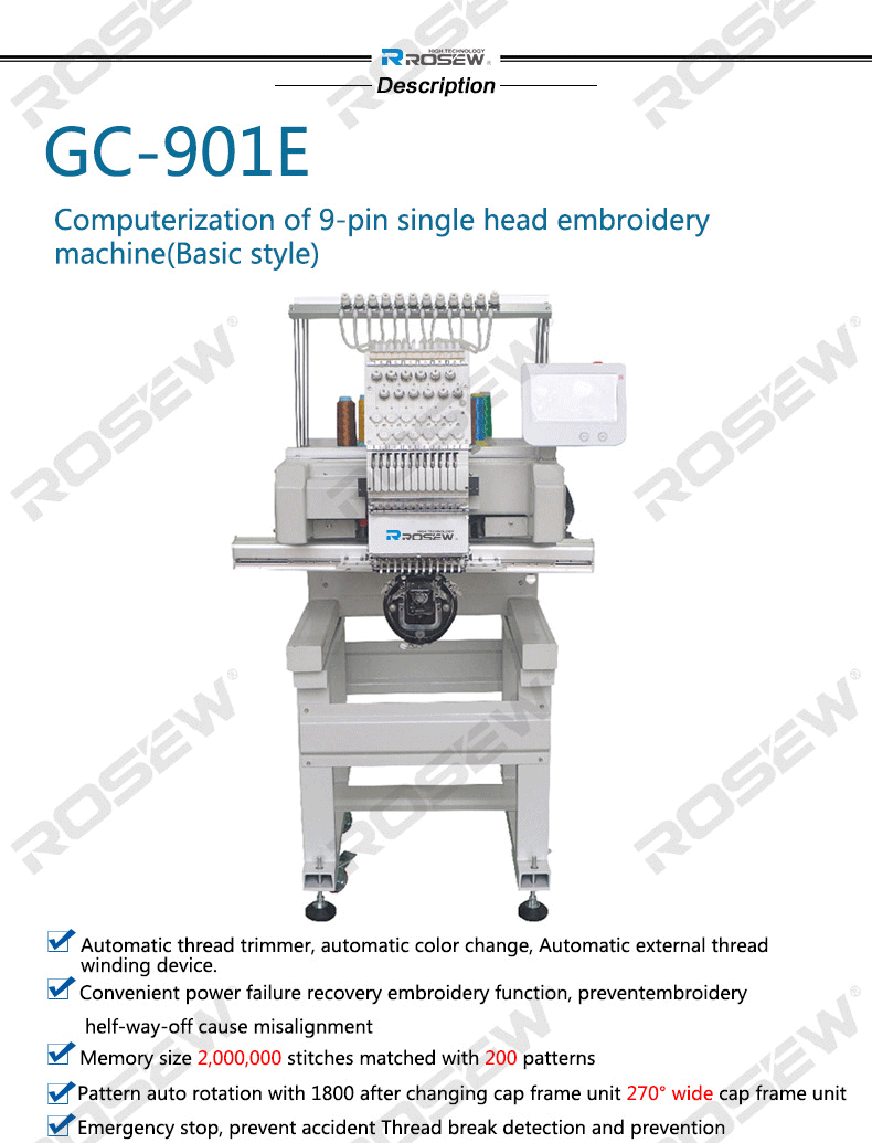 Computerized 9 needle single head embroidery machine, embroidery machine,multi needle embroidery machine, one head embroidery machine