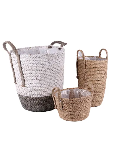 Small Straw Basket, Straw Waste Basket