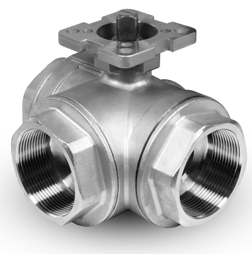 T/L Type Stainless Steel 3-Way Ball Valve with Direct Mount