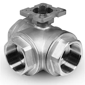 T/L Type Stainless Steel 3-Way Ball Valve with Direct Mount