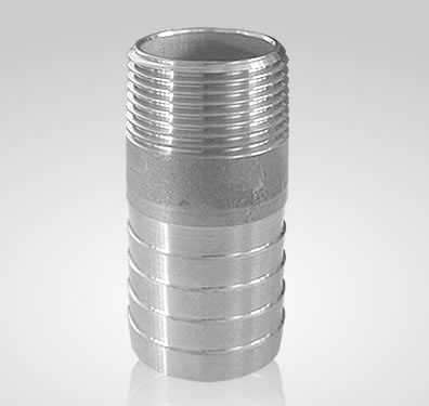 stainless steel hose nipple threaded out of pipe